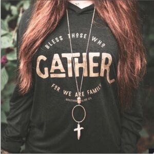 SOUTHERN BLISS CO faith long sleeve hoodie T-shirt XXL gray